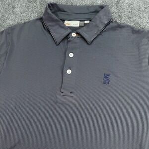 Kjus Polo Shirt Men Medium Gray Navy Stripe Performance Exmoor Country Club 1896